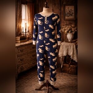 Lazy One Moose Union Suit Pajamas Size Medium 100% Cotton Don’t Moose With Me
